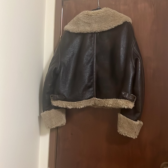 Zara Faux Leather Shearling Jacket - Picture 6 of 7